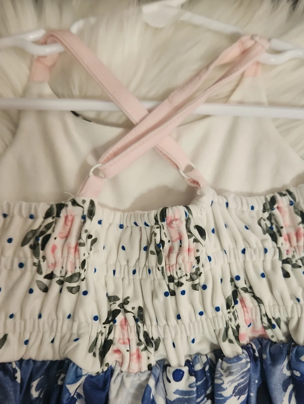 Blue Floral Maxi Dress with Pink Rose Bodice - Girls Size 4 - Brand: Sweet Honey